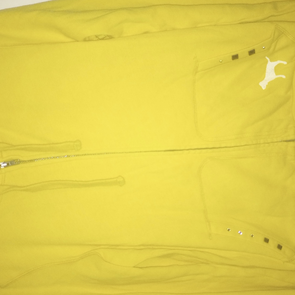Victoria Secret Yellow Zip-Up Hoodie Graphic Size Large - Picture 8 of 10